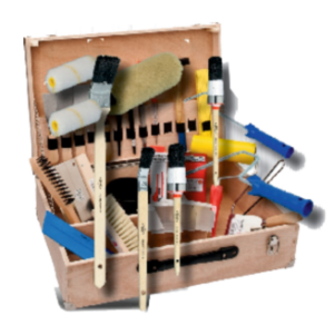 Coffret à outils de peintre en bois